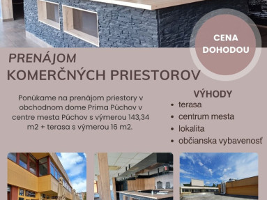 Prenájom obchodného priestoru Púchov - 143 m2