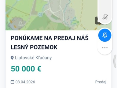 PONUKAME NA PREDAJ LESNY POZEMOK V LIPTOVSKYCH KĽAČANOCH